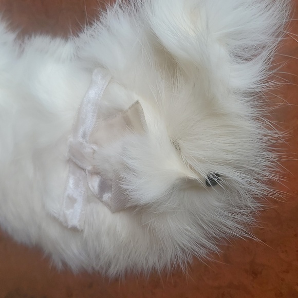 Classic Vintage Elegant White Mink Fur Collar With Fur w Clasp Closure - Picture 2 of 6